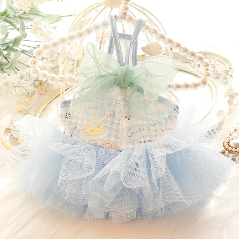 Vestido fino de verano para mascotas, falda de princesa de tul dulce de diseño exquisito a la moda para traje de perro pequeño - imagen 3