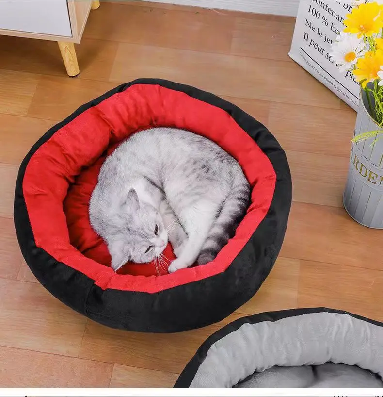 Warmer Hundeschlafsack, rundes Hundebett, waschbar, langer Plüsch-Hundehütte, Katzenhaus, weiche Matten, Sofa für Chihuahua-Korb, Haustierbett - imagen 2