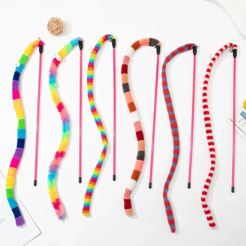 Juguete para gatos, oruga, varita rompecabezas para gatos, juguetes interactivos para gatos, pluma divertida, varilla colorida, varita rompecabezas, suministros para gatos, accesorio para gatos - imagen 5