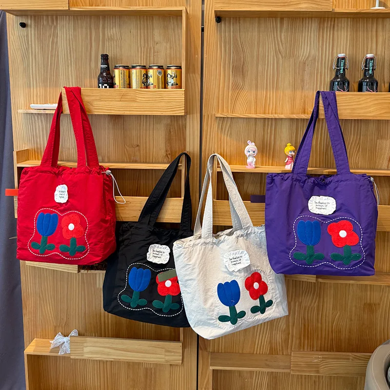 Bolsos de compras portátiles para mujer de Color caramelo, bolso de hombro de gran capacidad con flores bonitas, bolsos de mano informales para ir al trabajo para mujer