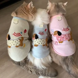 Ropa bonita de verano para gatos, chaleco para gatos pequeños, camiseta interior, chaleco transpirable para perros pequeños, ropa suave para cachorros, suministros para mascotas con gancho
