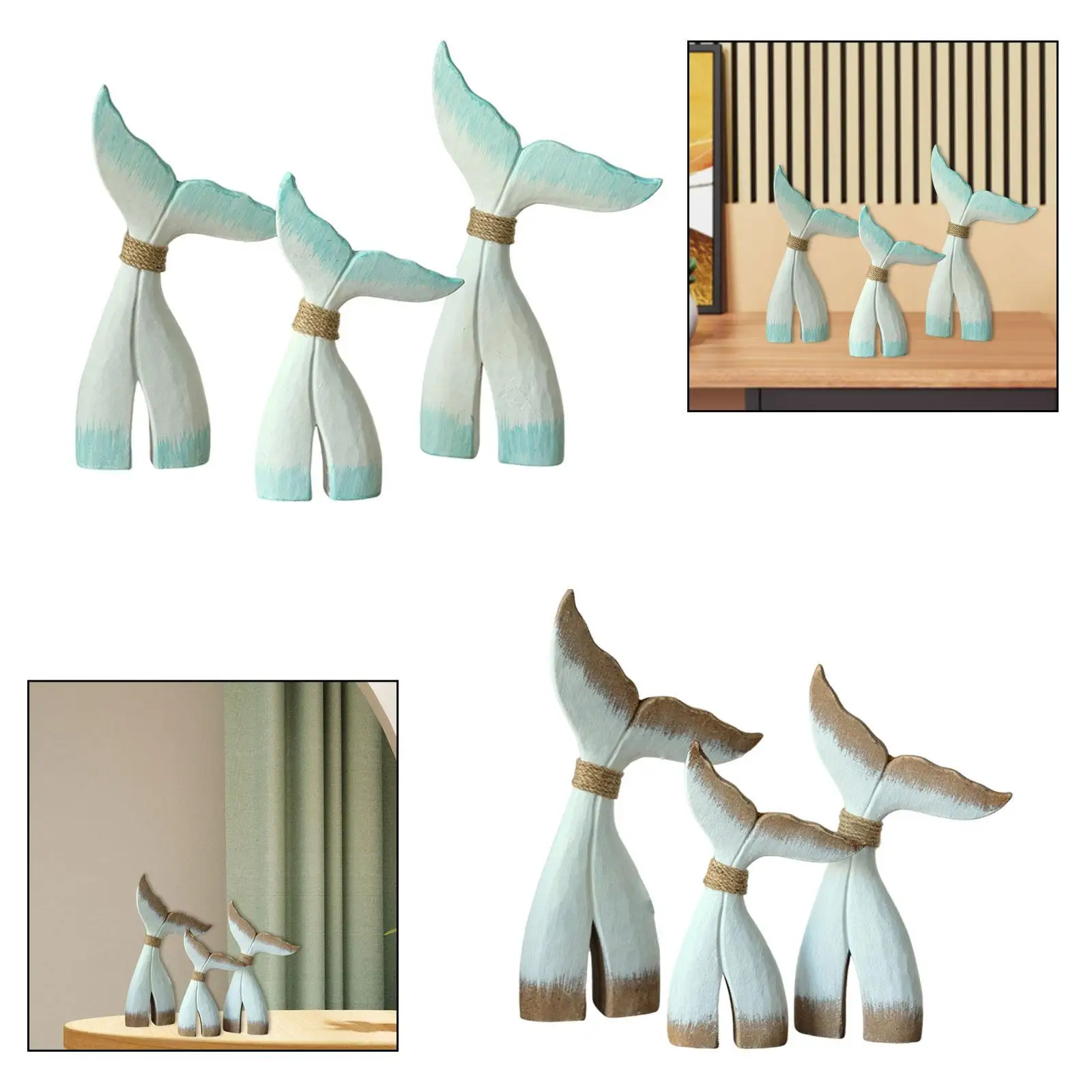 Figura decorativa cola de ballena de madera para hogar y escritorio - imagen 4