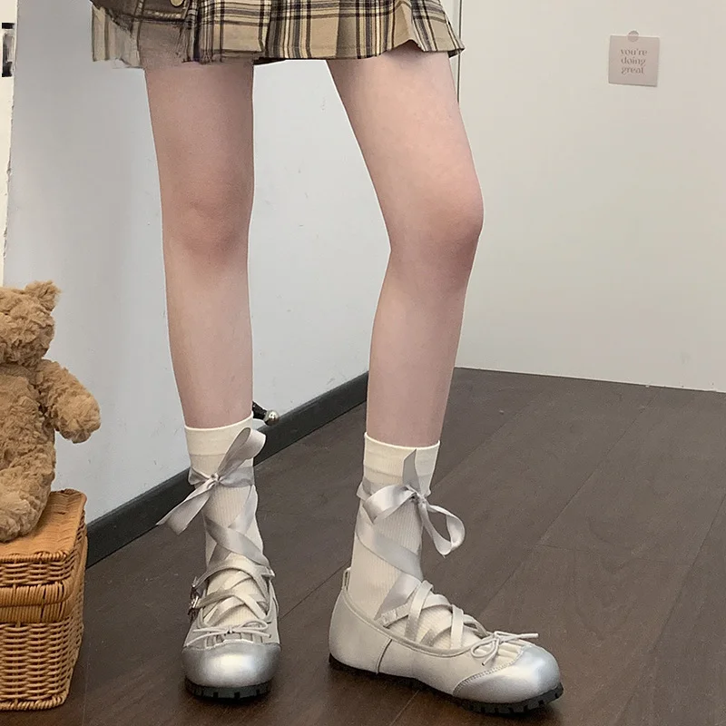 Bailarinas con tiras cruzadas para mujer, zapatos elegantes de punta redonda, cómodos, estilo callejero, suela suave, Primavera - imagen 5