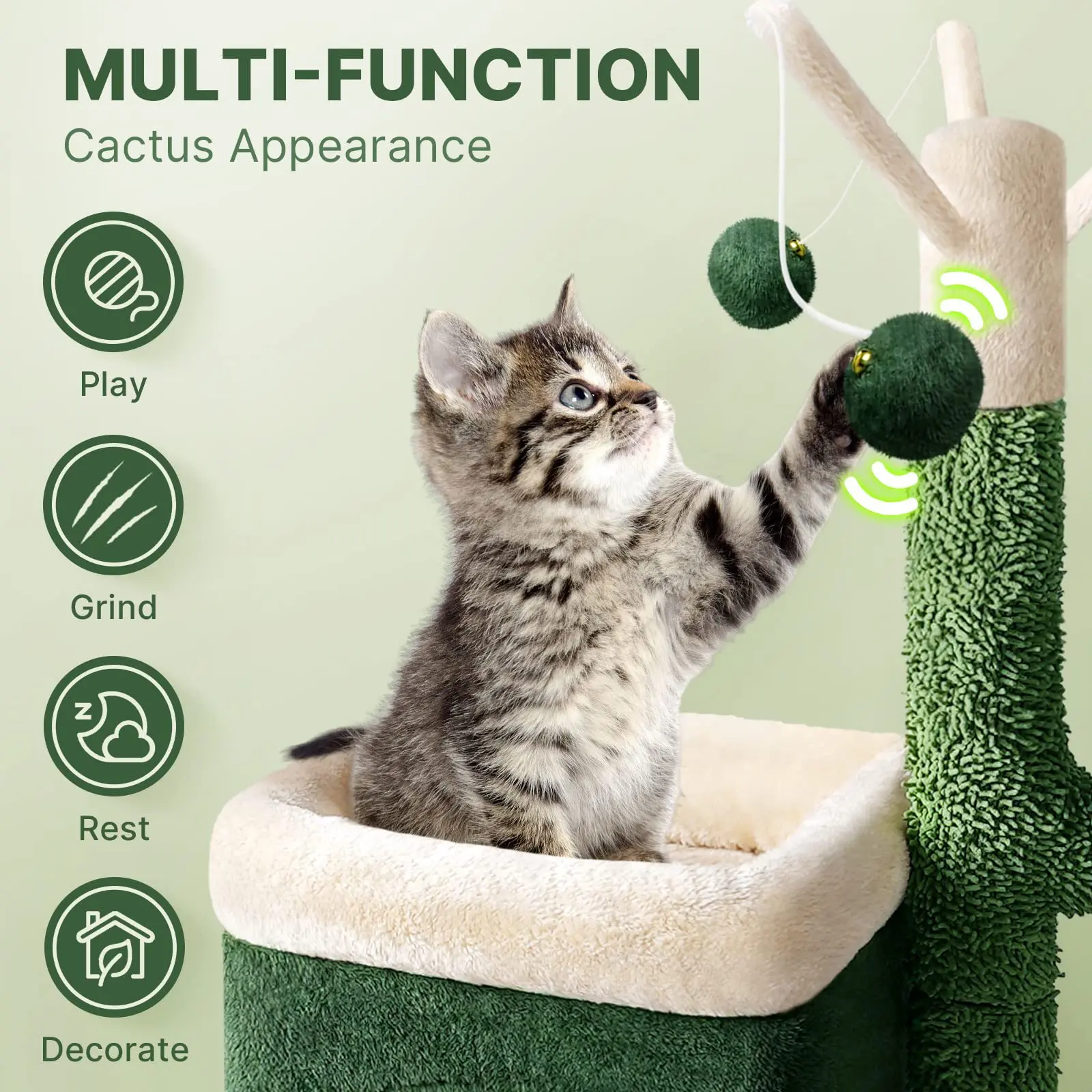 Rascador vertical de sisal para gatos con juguete integrado - imagen 2