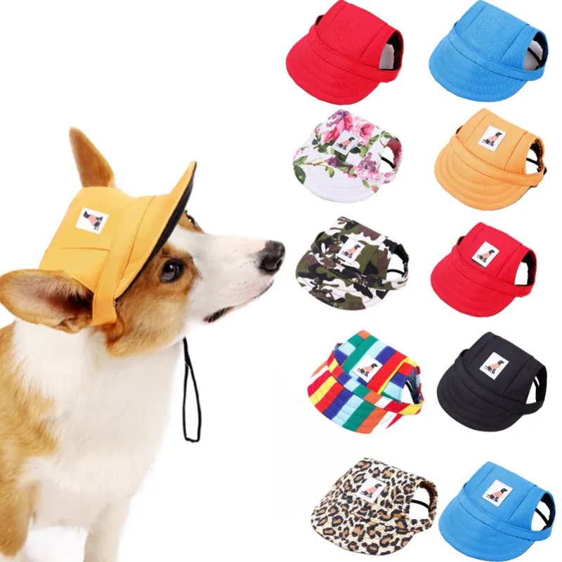 Gorra de béisbol con orificios para las orejas para mascotas, sombrero de lona ajustable para cachorros y gatos, a prueba de viento, para viajes, deportes, senderismo, sombreros de Sol para perros