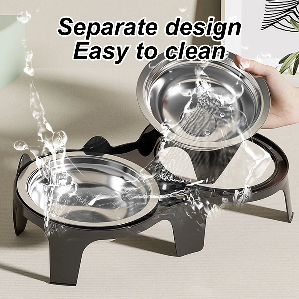 Cuenco de agua y comida para gatos de acero inoxidable, con diseño antipunta, gran capacidad, diseño fácil de comer, para alimentación de perros y gatos, 1 ud. - imagen 5