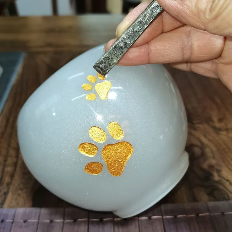 Urna para mascotas de Jade blanco de 550ML, urna conmemorativa para cenizas, urna funeraria para mascotas, sello de huellas de cenizas, urnas para perros, caja de cenizas conmemorativas para gatos a prueba de humedad - imagen 5