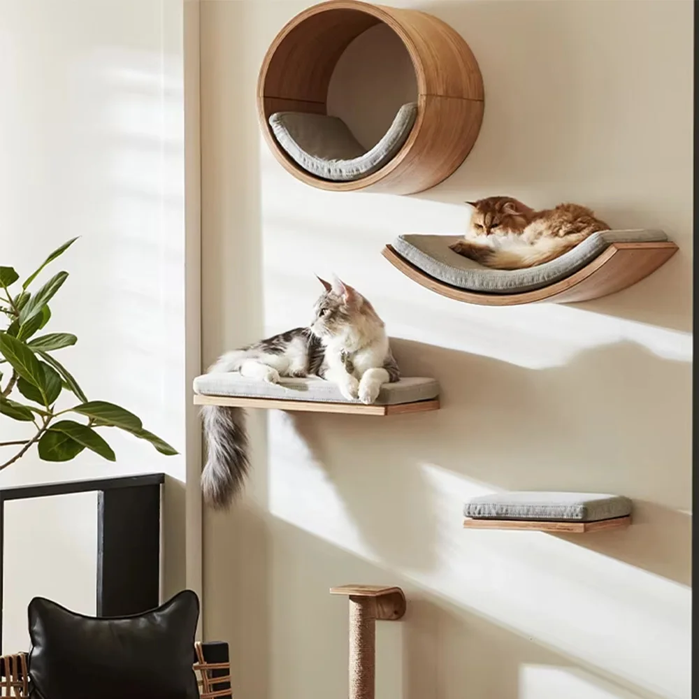 Estantes para gatos montados en la pared con amortiguación suave, muebles de escalada para gatos de interior, percha y cama para gatitos/gatos adultos durmiendo y jugar - imagen 4