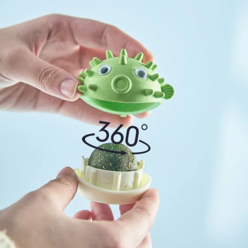 Bola de hierba gatera para moler dientes de mascotas, juguetes para gatos, suministros de juego interactivos duraderos para interiores, productos para masticar de plástico montados en la pared - imagen 4