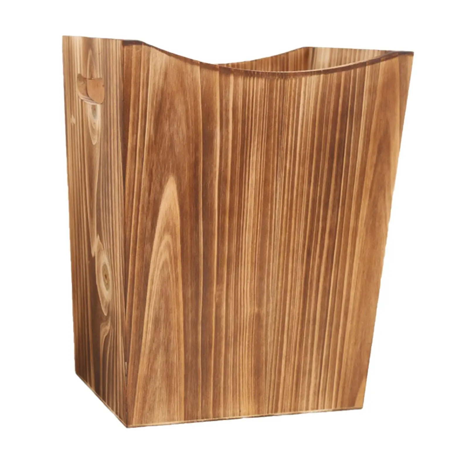 Wooden Trash Can Waste Basket Household with Handles Paper Basket Open Top Waste Bin for Dorm Bathroom Kitchen Bedroom Decor