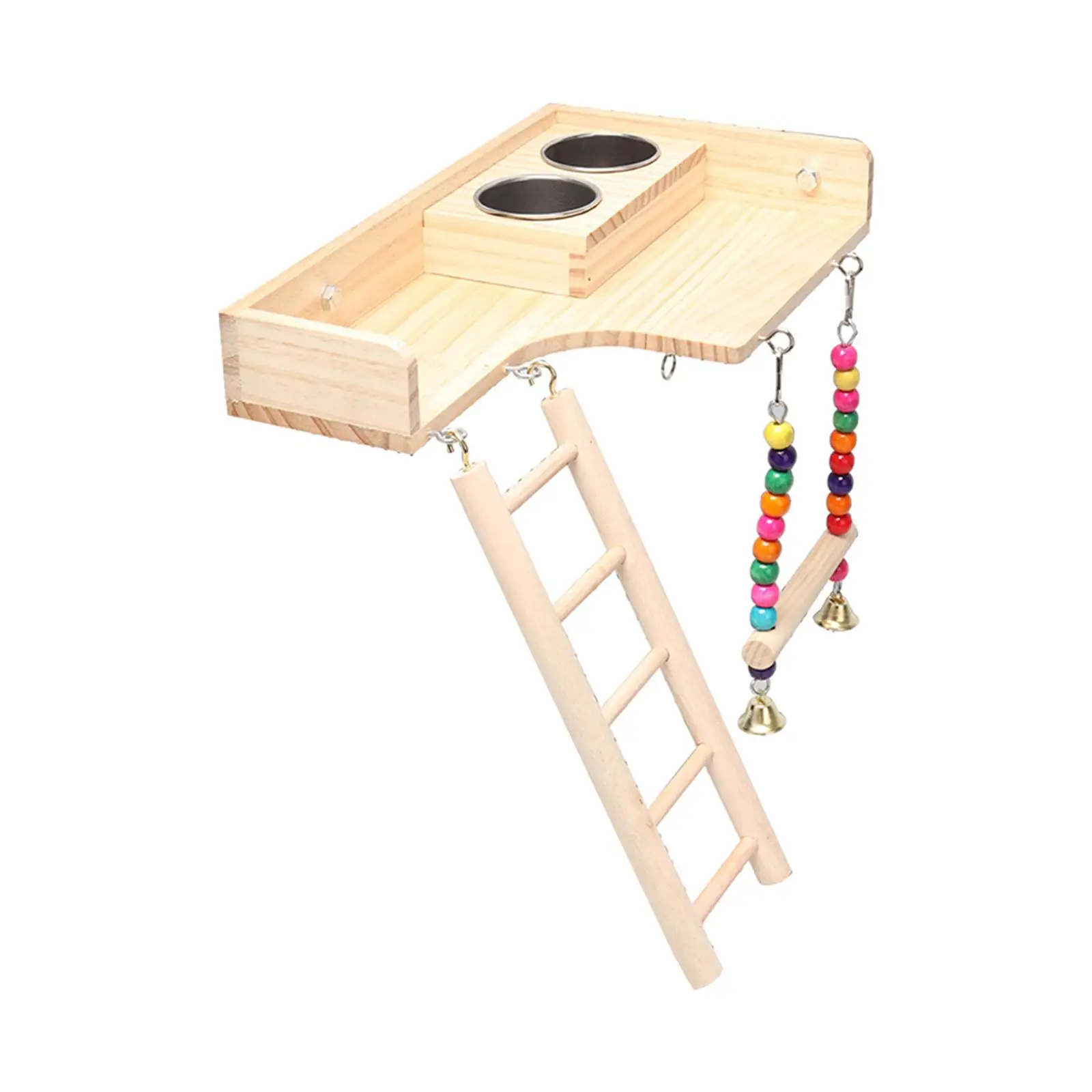Pet Bird Parrot Playground Wooden Ladder Toy Bird Feeder Pet Parrots Climbing Bridge Accessories Simple Installation Durable