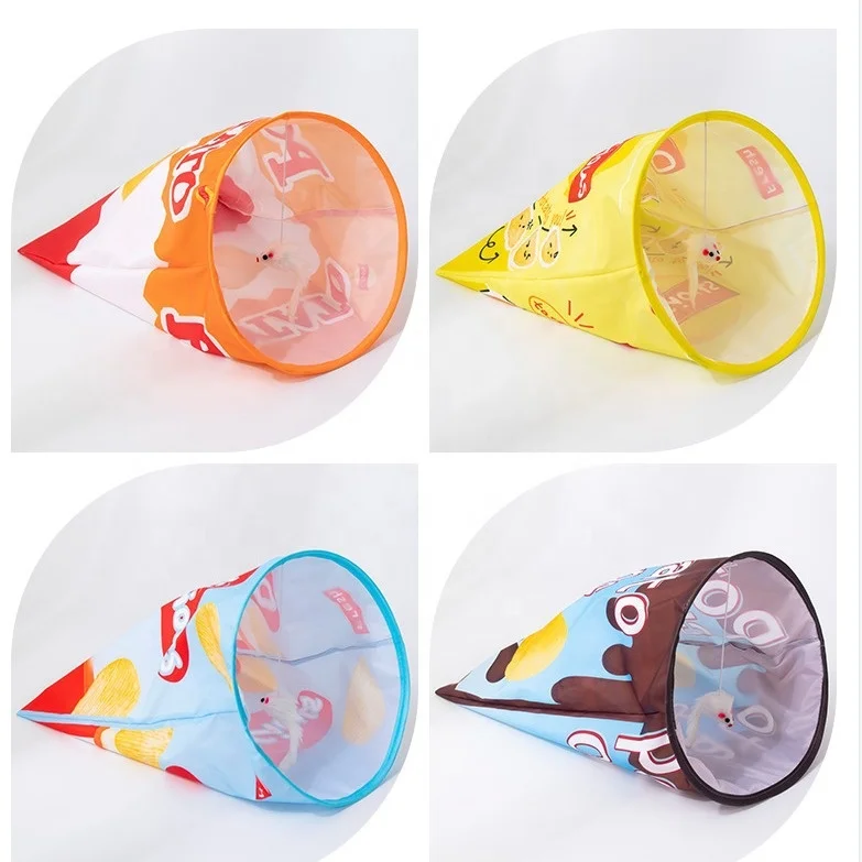 Túnel plegable para patatas fritas para gatos, juguetes de entrenamiento interactivos para mascotas, suministros divertidos para juegos de gatitos, juguete interior para mascotas, cubo de taladro - imagen 4
