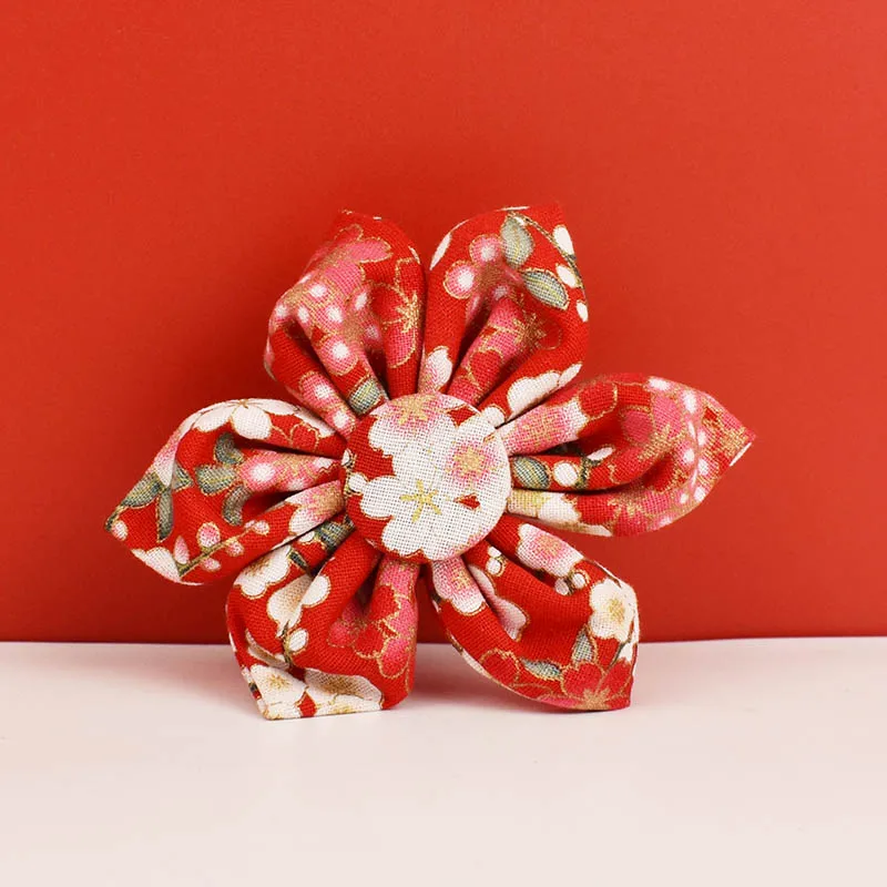 Collar de algodón suave y personalizado para mascotas, conjunto de lazo y arnés con correas, flores, color rojo, diseño personalizado, alta calidad, 02 - imagen 5