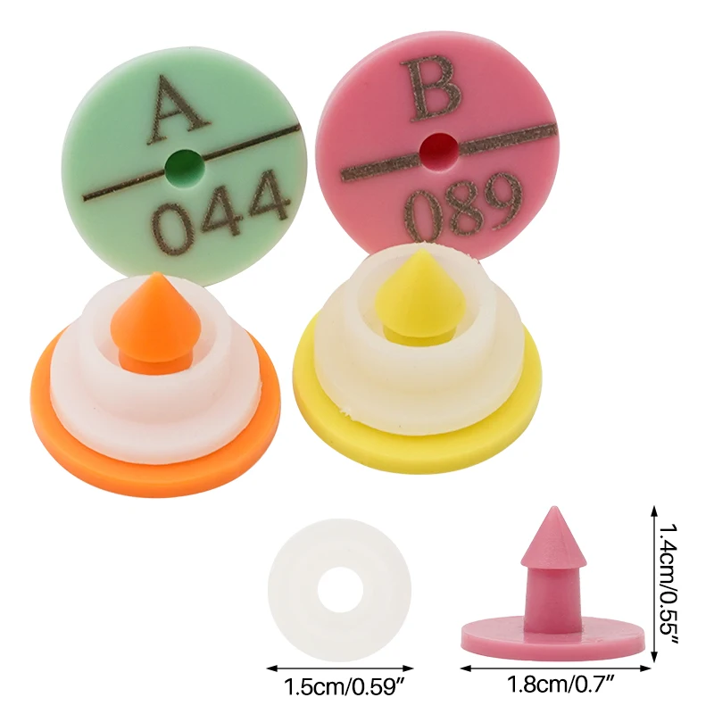 100 Uds. Etiqueta de oreja de conejo con oreja de palabra escritura láser pendientes de cabeza de cobre con 001-100 palabras tarjeta de identificación de animales de granja - imagen 2