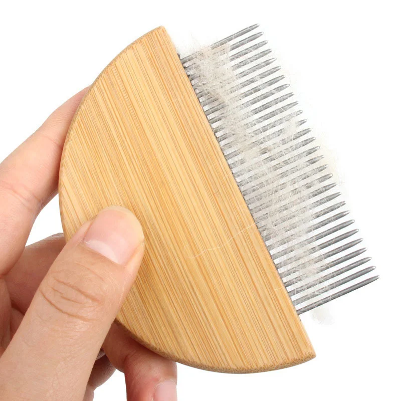 Removedor de pelo de mascotas con mango de madera, cepillo de aguja para gatos, perros, peine para eliminar piojos, herramientas de aseo para gatitos, cepillo para perros, suministros para mascotas