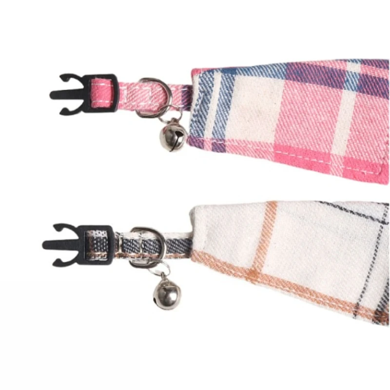 Collar de gato con pajarita a cuadros, Collar desmontable estilo esmoquin con campana para boda y cumpleaños, accesorio para perros pequeños - imagen 3