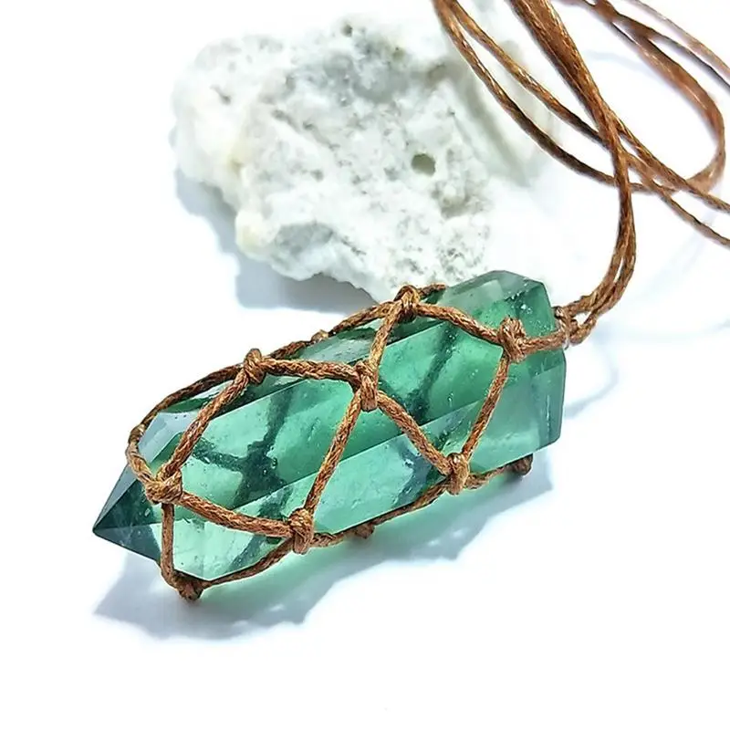 Colgante de cristal de cuarzo Natural, amatista, azul y verde, hecho a mano, curación DT, varita de piedras preciosas, Reiki, piezas - imagen 2