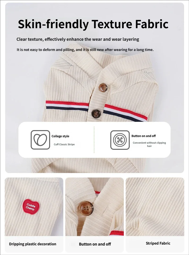 Jersey de punto a rayas para perro pequeño, suave y cómodo - imagen 5