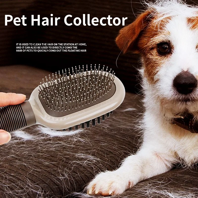 Cepillo para perros, peine de doble cara para perros, removedor de pelo para mascotas, cepillo de masaje para gatos, peines de acero inoxidable para el cuidado de perros, recolector de lana para mascotas - imagen 3