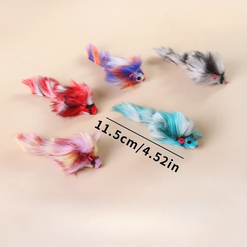 Juguetes de peluche coloridos para gatos, ratones falsos interactivos, juguetes adecuados para gatos pequeños, productos para mascotas - imagen 4
