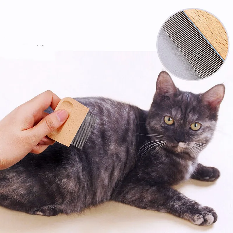 Peine para perros, cepillo para perros de madera maciza, removedor de pelo para mascotas, cepillo de bambú para gatos, peines de dientes densos para el cuidado de perros, peine de masaje, accesorios para mascotas - imagen 2
