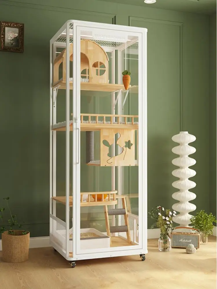 Villa panorámica grande de cristal para gatos, jaula para gatos de madera maciza para interiores, gabinete para gatos de cuatro capas, último diseño para gatos - imagen 2