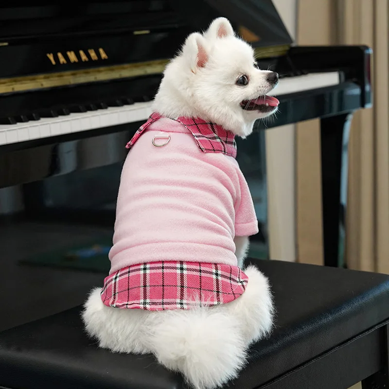 Sudaderas con capucha para perros pequeños, Polo a cuadros liso, ropa para perros, abrigo cálido de invierno, sudadera de lana para cachorros, jerséis para Chihuahua y perro salchicha - imagen 5