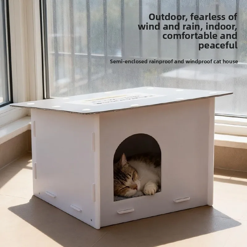 Casa impermeable para gatos, refugio cálido resistente al viento - imagen 3