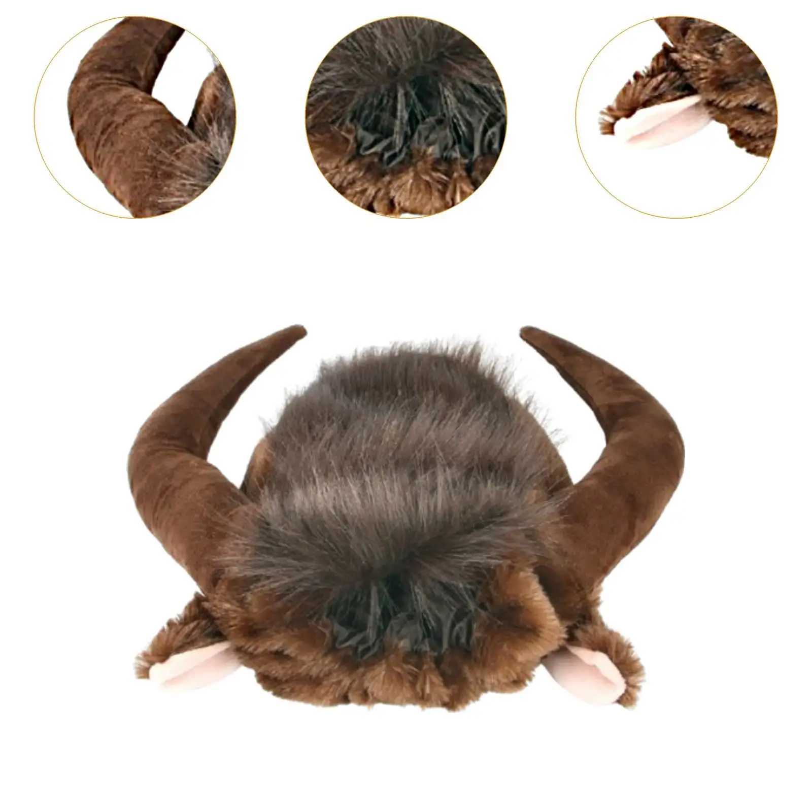 Perro, gorro de vaca novedoso para perros, disfraz de vaca para perros, sombrero de vaca de peluche para mascotas con buey, para exteriores - imagen 5