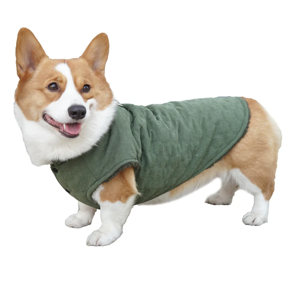 Nueva ropa de algodón para mascotas, ropa de terciopelo para perros de otoño e invierno, ropa cálida para perros pequeños, ropa de Corgi que se puede remolcar, productos para mascotas - imagen 5
