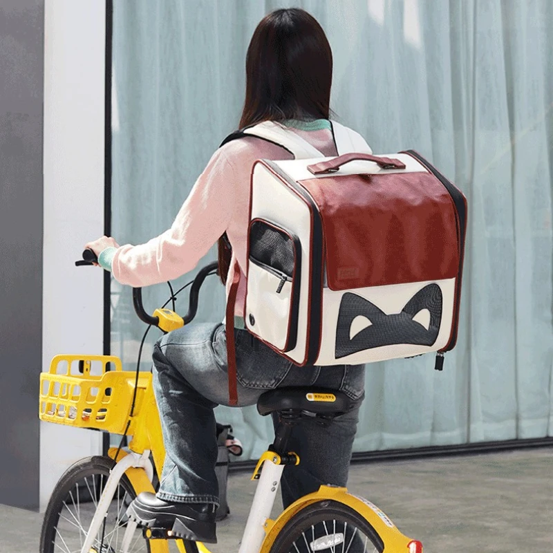 Bolsas para mascotas con cápsula espacial, bolsa escolar de lona para perros de gran capacidad para salida de gatos, mochila portátil de doble hombro para gatos, mochila para mascotas - imagen 4