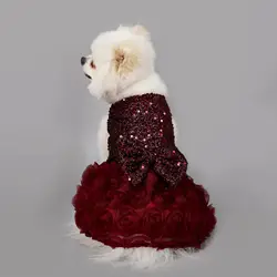 Vestido de fiesta con lentejuelas para gatos y perros - lazo cintura