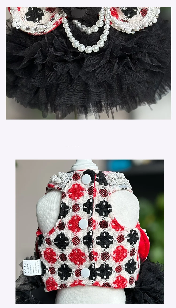 Vestidos lolita de Tweed para perros pequeños, vestido de princesa para perros, vestido de boda para mascotas, ropa Formal para fiesta de cumpleaños, vestido de tul para perros