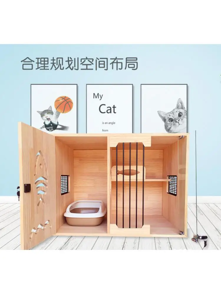 Vitrina de madera maciza de 120x60x60 para gato, mueble de exhibición duradero de tres pisos para casa de gato - imagen 3