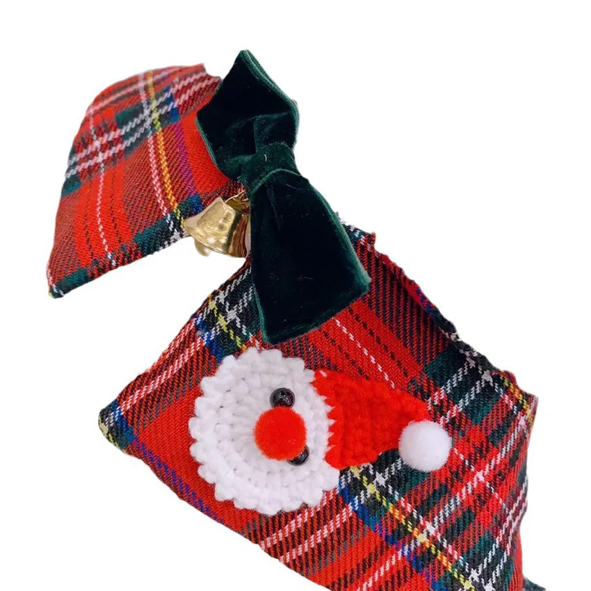 Bufanda navideña para perros y chal para gatos, ropa para mascotas de otoño e invierno, capa con collar para mascotas de Año Nuevo para cachorros, peluche, perro pequeño maltés - imagen 4