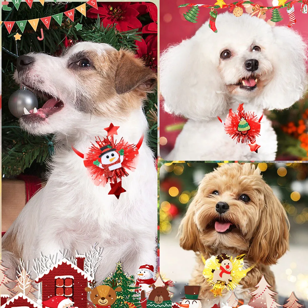 2025 nuevas pajaritas navideñas para perros, pajarita brillante para perros, corbatas para mascotas, decoración de aseo Praty, accesorios para perros - imagen 2