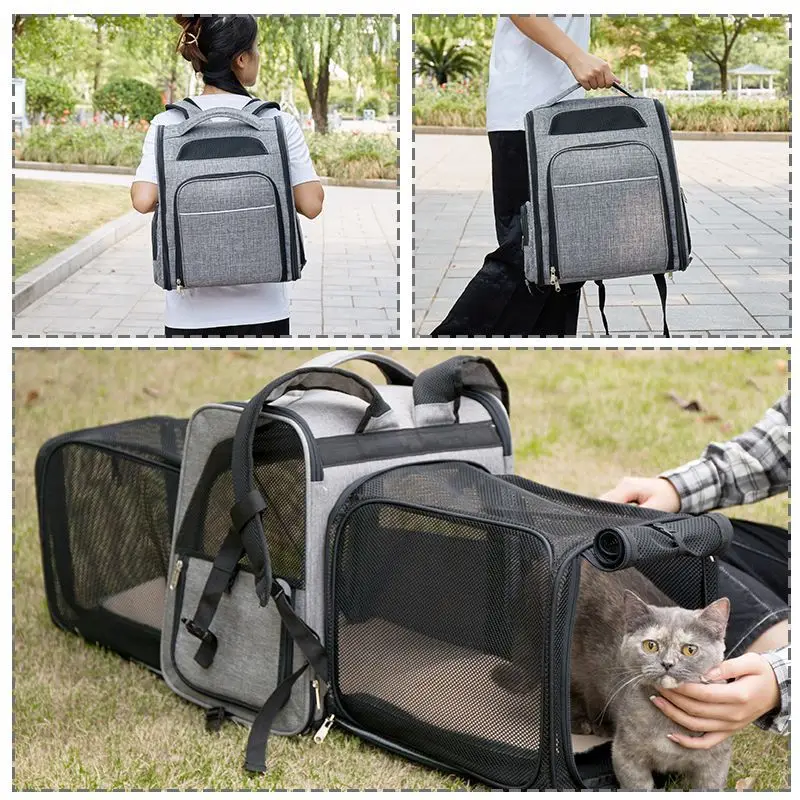 Bolsa de transporte para mascotas, mochila para perros pequeños y gatitos, bolsa de viaje, bolsa de hombro transpirable, bolsa expandible de gran capacidad - imagen 3
