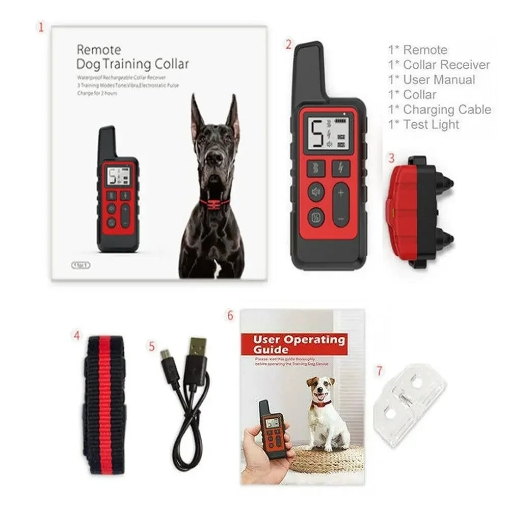 Collar de entrenamiento eléctrico para perros con Control remoto, dispositivo antiladramiento recargable resistente al agua IP67 de 2600 pies para cachorros - imagen 5