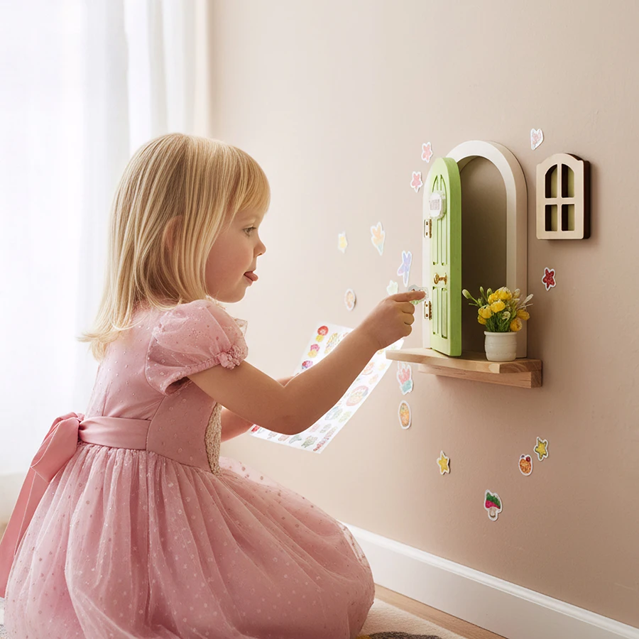 Adornos de madera rata y puerta elfo luminiscentes decoración hogar - imagen 2