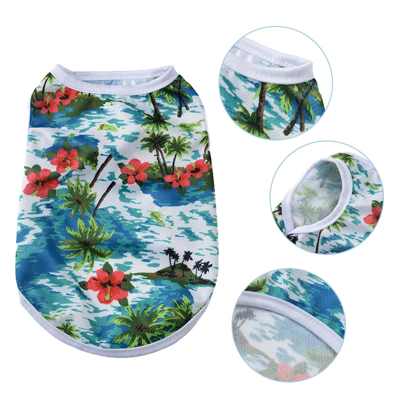 Ropa para perros pequeños y medianos, estilo Hawaiano, chaleco transpirable fresco para mascotas, camiseta fina para cachorros, trajes de playa para Yorkie, 3 uds. - imagen 5
