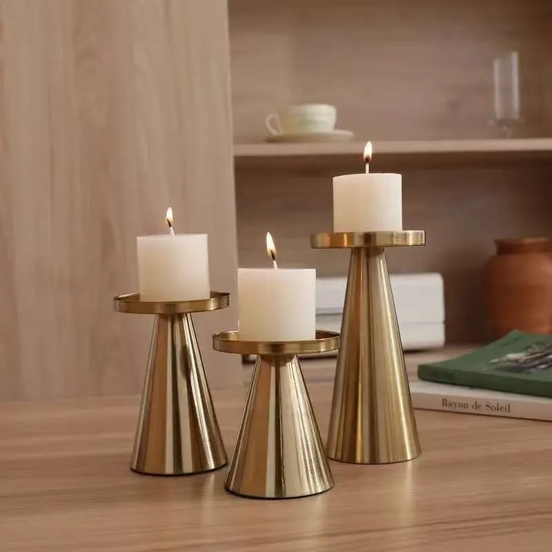 Portavelas de metal nórdico 3 uds decoración para boda y Navidad - imagen 4