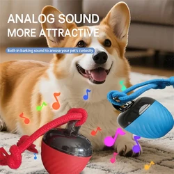 Pelotas interactivas inteligentes para perros, juguetes deportivos resistentes a mordeduras, cuerda trasera con carga USB, pelota móvil con ladridos ligeros para perros pequeños/medianos