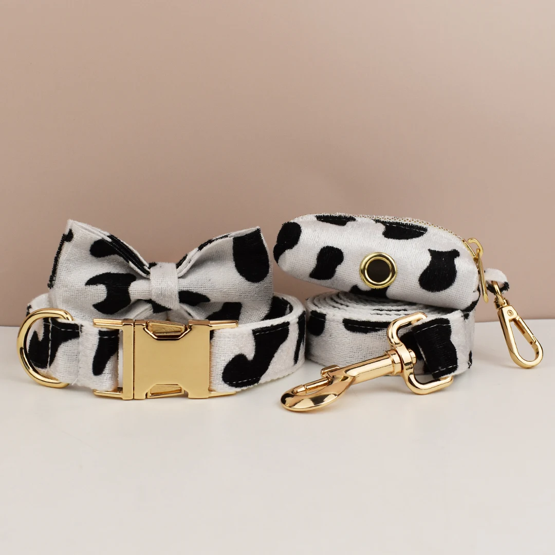 Collar, correa de algodón gris para perro con arnés y bolsa - imagen 5