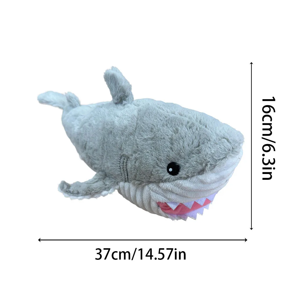 Juguete de perro de peluche de tiburón chirriante: juguete interactivo duradero antimordeduras para masticar, muñeco compañero de peluche suave para aliviar el aburrimiento, - imagen 5