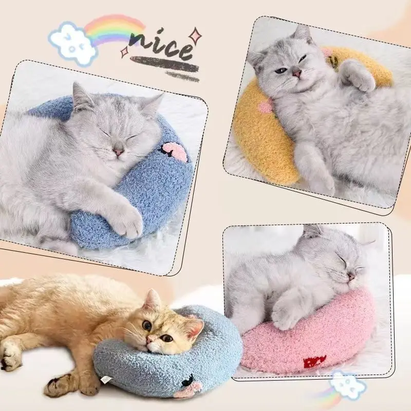 Almohada para Gato, almohada para dormir para perros pequeños, almohada pequeña para gatos, Protector de cuello para cachorros, sueño profundo, almohada en forma de U, reposacabezas para gatitos - imagen 5