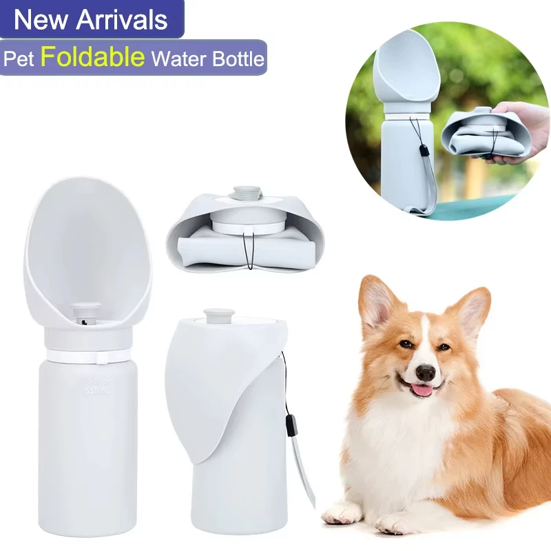 Taza plegable para caminar al aire libre para mascotas, botellas de agua portátiles de viaje para cachorros, gatos, perros, dispensador de agua potable, suministros de tazas, 550ml - imagen 3