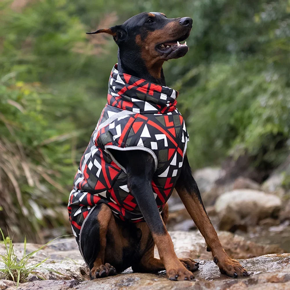 Ropa para perros de otoño e invierno, chaqueta impermeable con grafiti para mascotas para perros medianos y grandes, chaquetas para exteriores Doberman Pinscher Weimaraner - imagen 3
