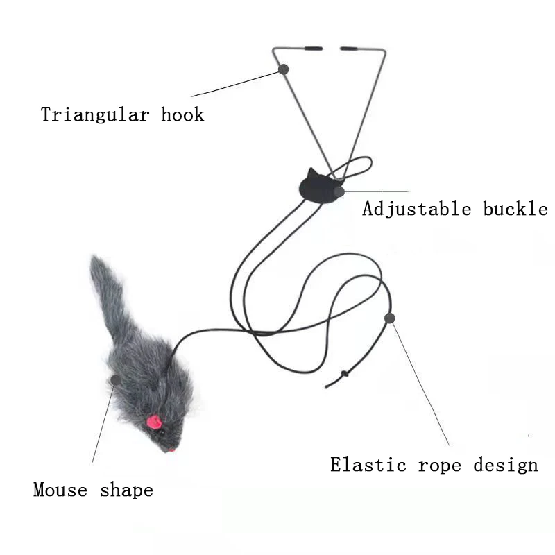 Juguete interactivo Para gatos, Clip colgante Para puerta, ratón de felpa, puerta colgante autohi, juguete elástico divertido Para gatos, Juguetes Para Gatos Rascador - imagen 5