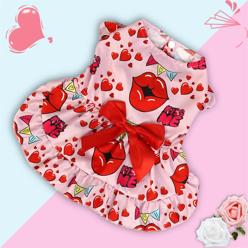 Vestido con lazo para perros y gatos - ropa de primavera y verano - imagen 4