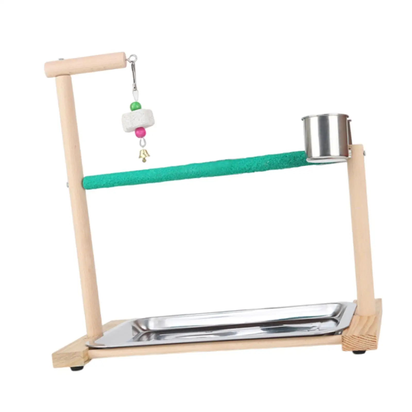 Parrot Playground Perch Gym Removable Tray Feeder Cups Exercise Activity Center for Budgie Conures Cockatoos Cage Accessories